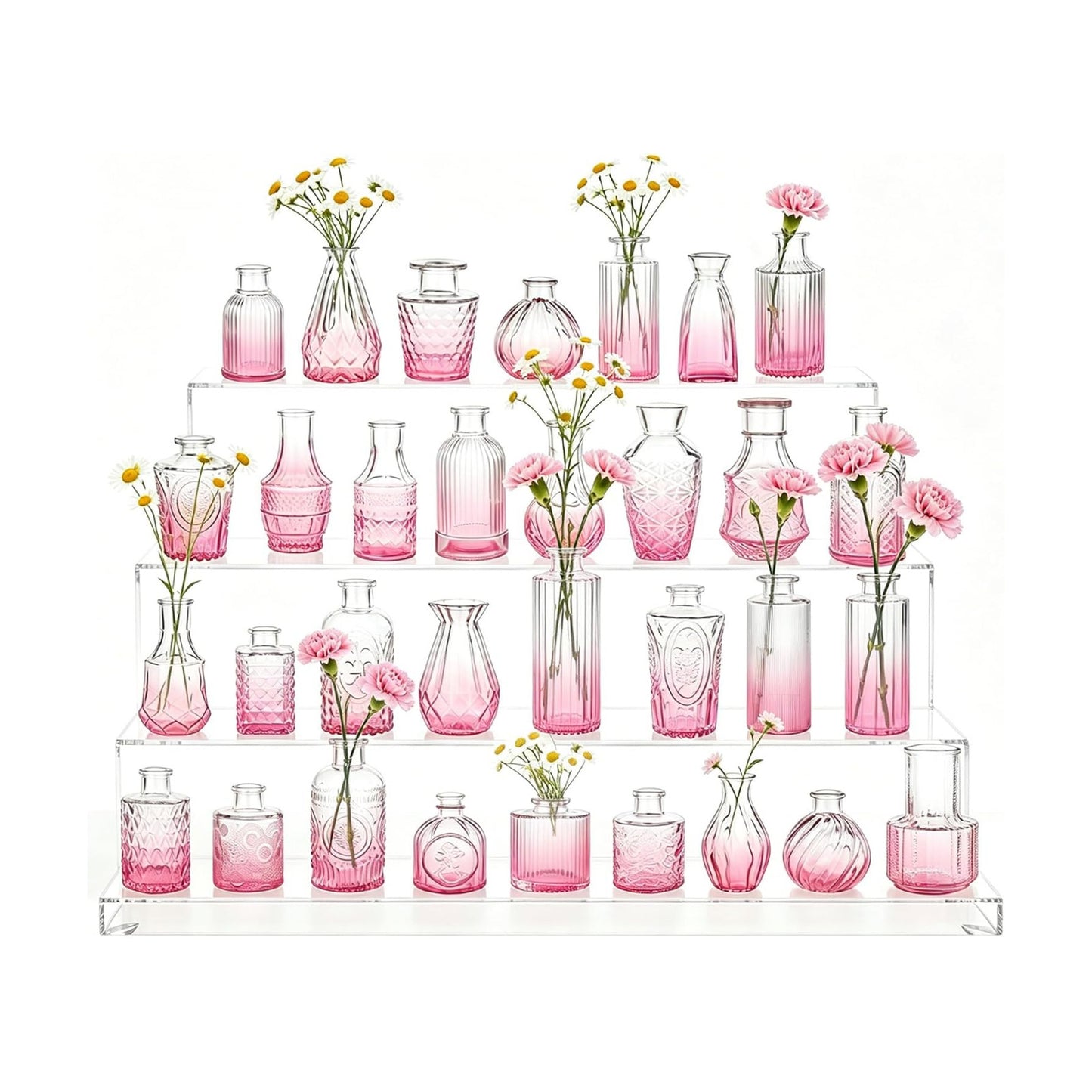 Bud Vases / Small Vases for Flowers / Pink / Set of 32