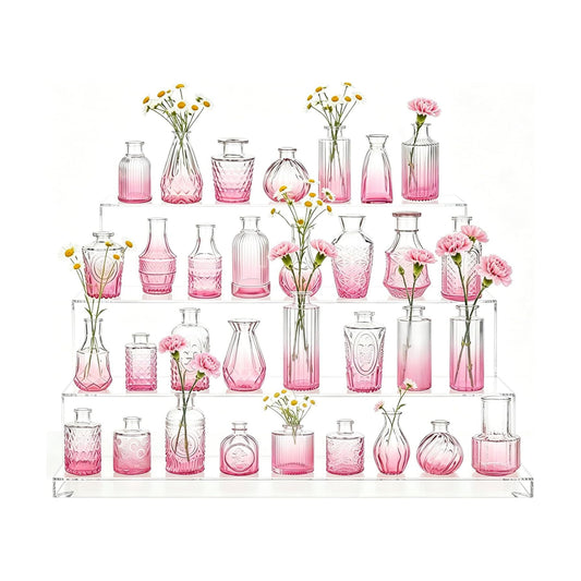 Bud Vases / Small Vases for Flowers / Pink / Set of 32