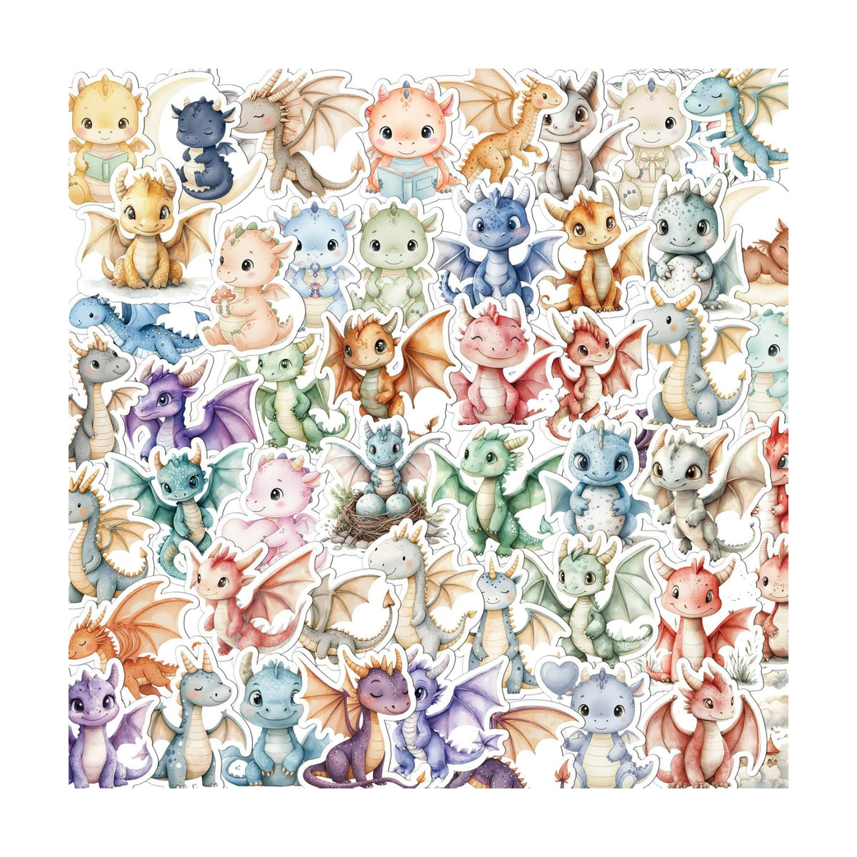 100 Pcs Dragon Baby Shower Stickers Fantasy Dragon Stickers