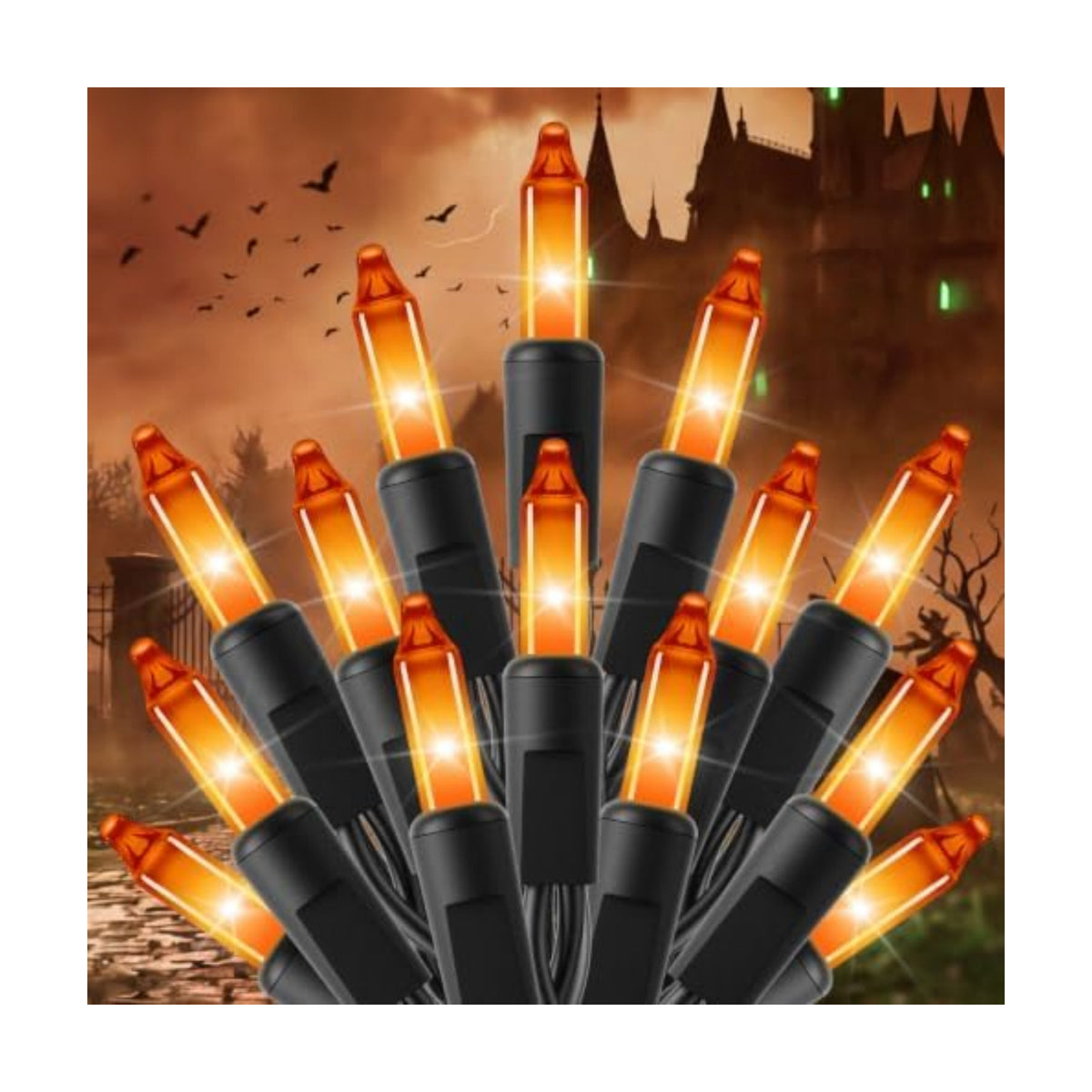 Minetom Orange Halloween Mini Lights, 100 Count 20 Feet Mini String Lights