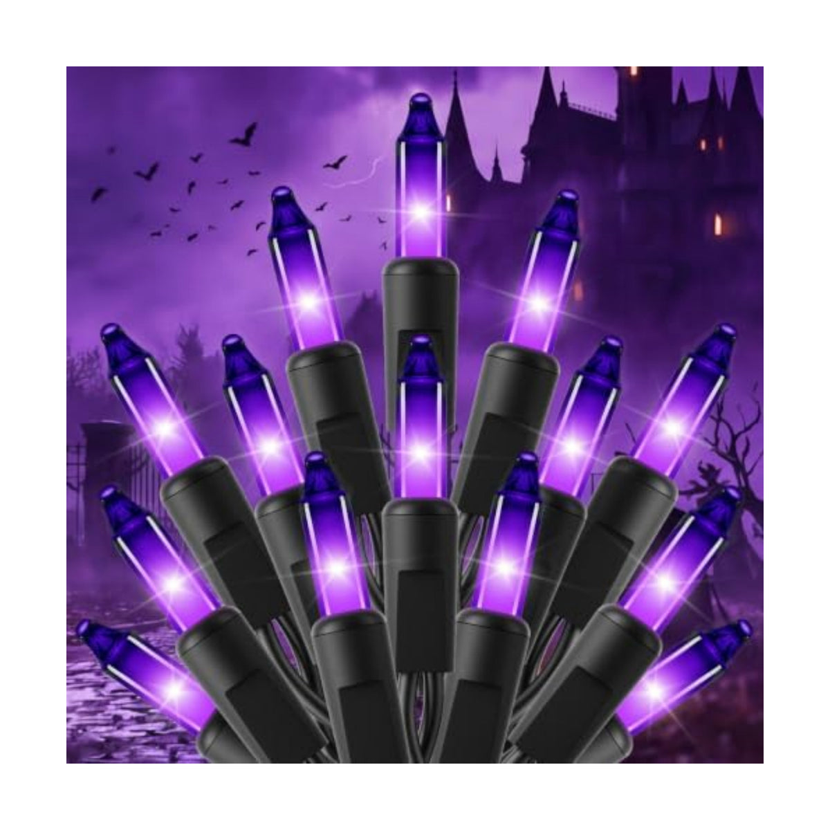 Minetom Purple Halloween Mini Lights, 100 Count 20 Feet Mini String Lights