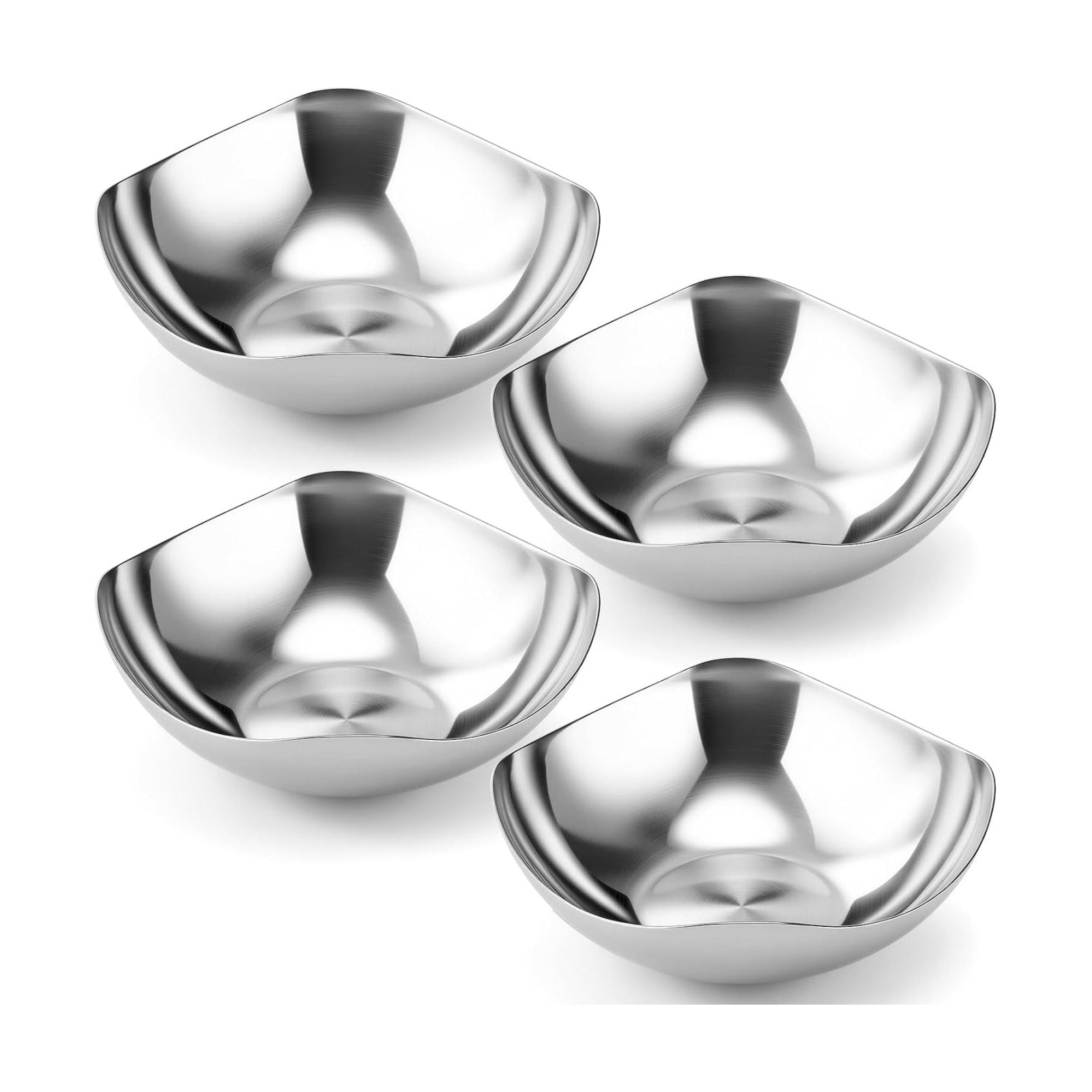 Large Candy Bowl Stainless Steel Decorative Bowl Candy Dish / 8 Inch / Silver / Set of 4