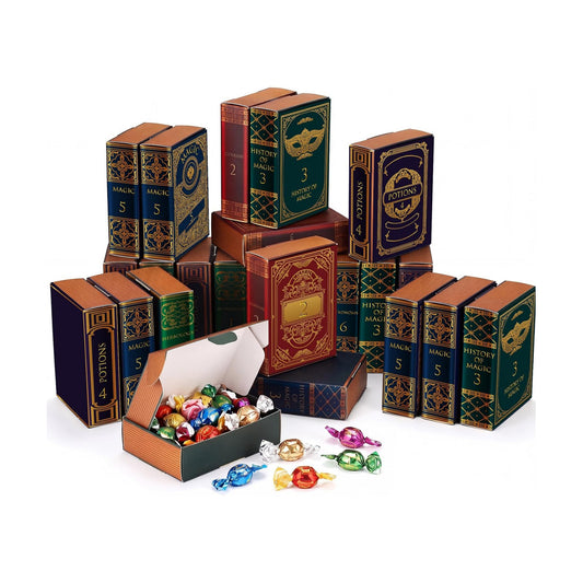 Vintage Book Gift Boxes Magical Wizard Party Decorations Magic Library Scene Magical / Set of 24