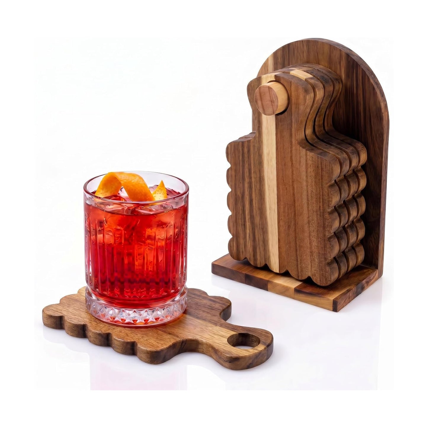 Holder / Coasters Mini Charcuterie Boards Coasters / Scalloped / Set of 4