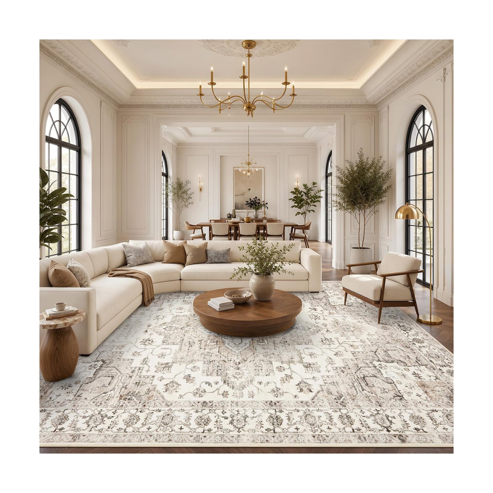 Garvee 10x13 Living Room Rug Large Vintage Boho Beige Washable Area Rug