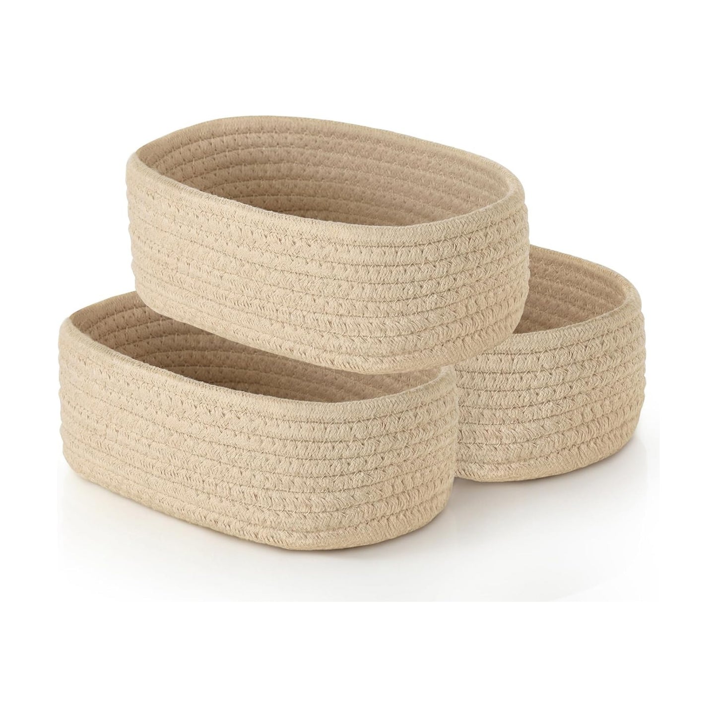 Small Oval Woven Storage Baskets for Organizing / Set of 3