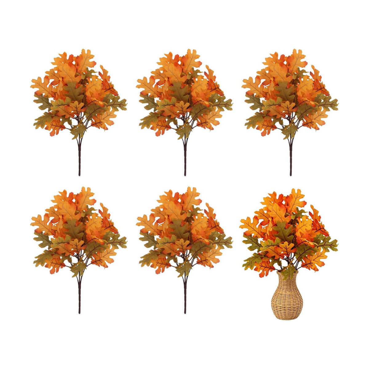 6 Pcs Artificial Maple Leaves Branches Fall Flowers 13 Inch Faux Autumn Foliage Stems Thanksgiving Table Centerpiece Harvest Home Decor