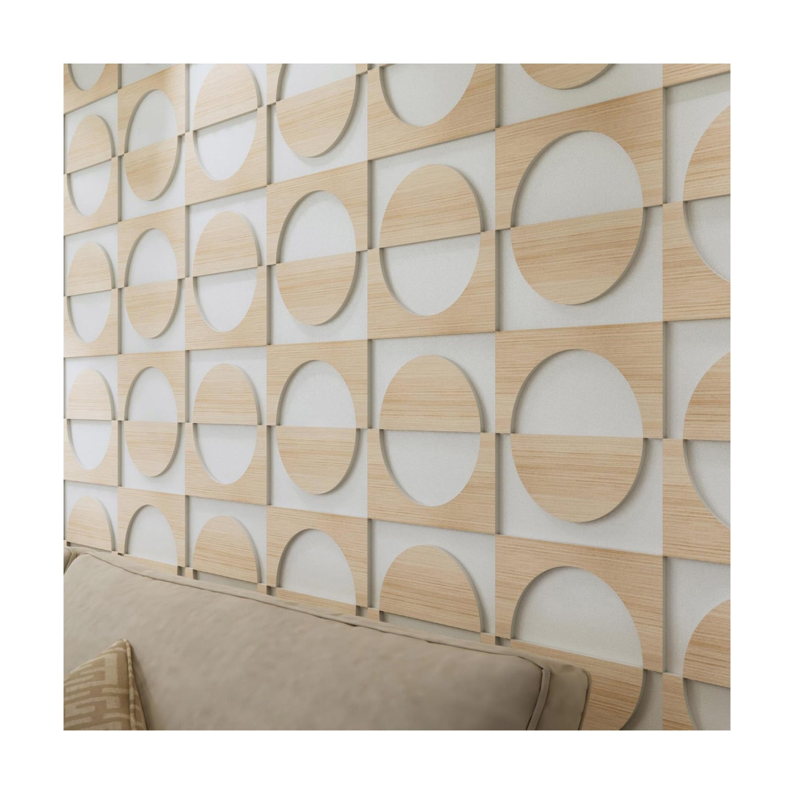 PVC Modular Decorative Fretwork Accent Wall Panels / Half Circle-oak / Set of 12