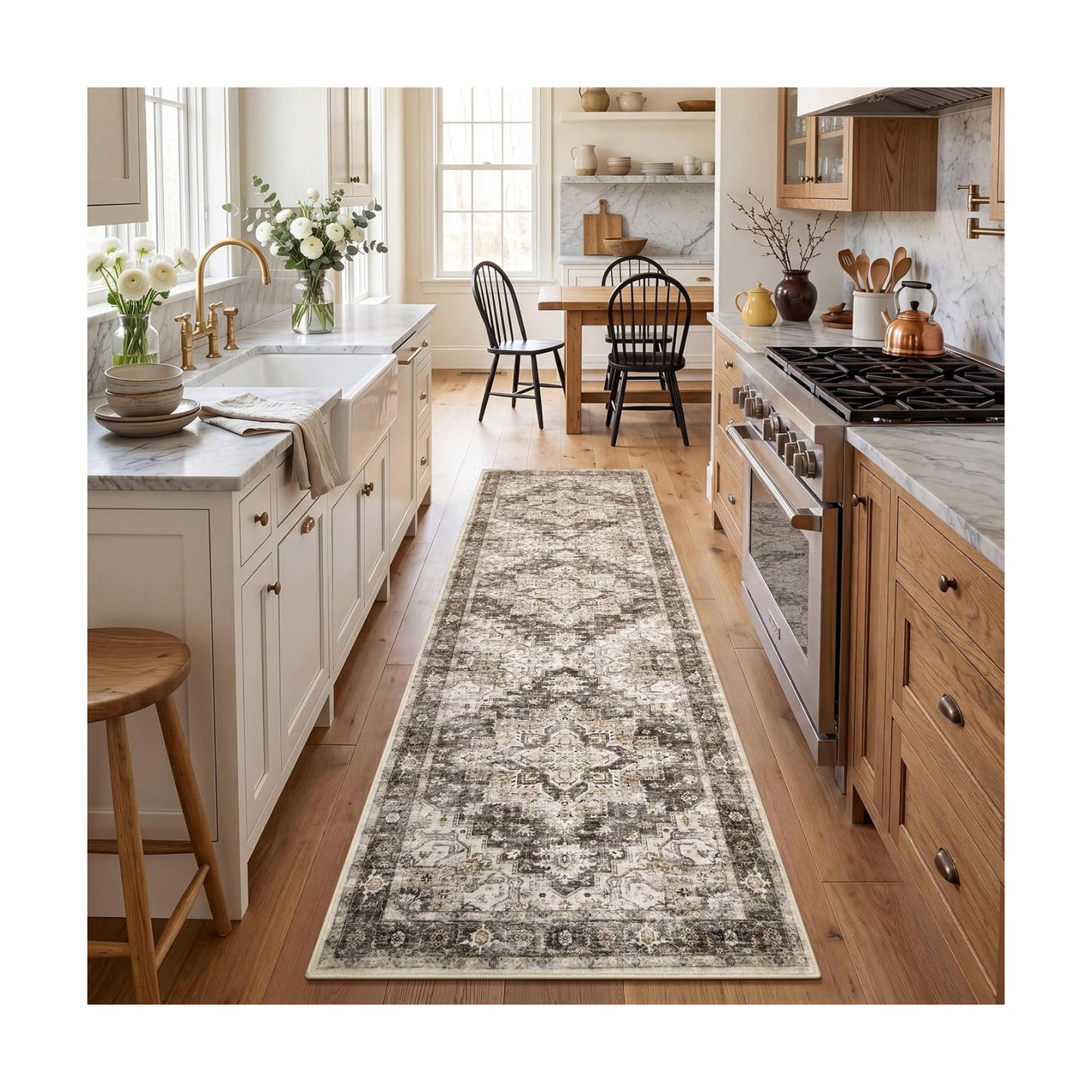 Garvee 2x6 Washable Runner Rug Non Slip Vintage Boho Brown Hallway Runner