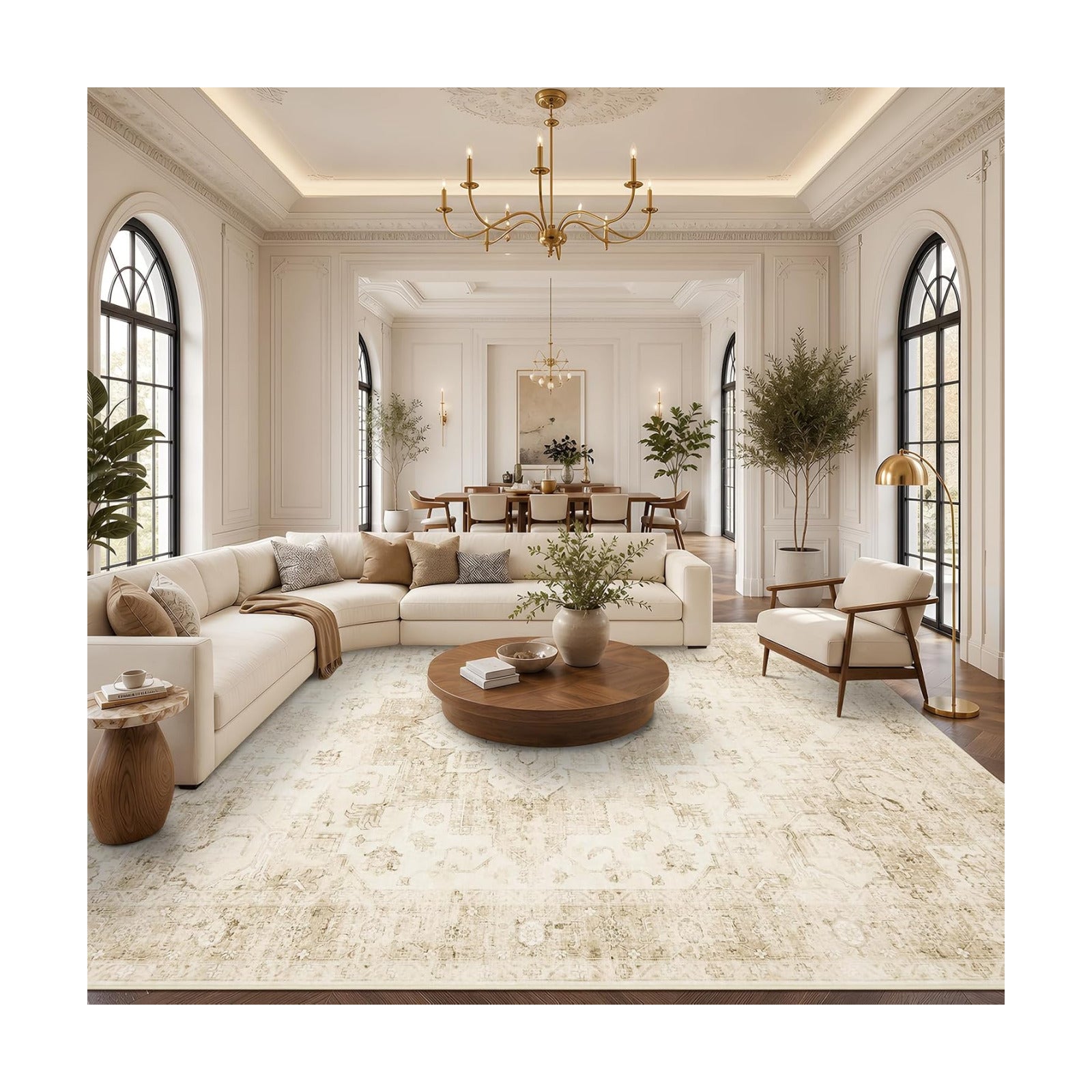 Garvee 10x13 Living Room Rug Large Vintage Boho Beige Washable Area Rug