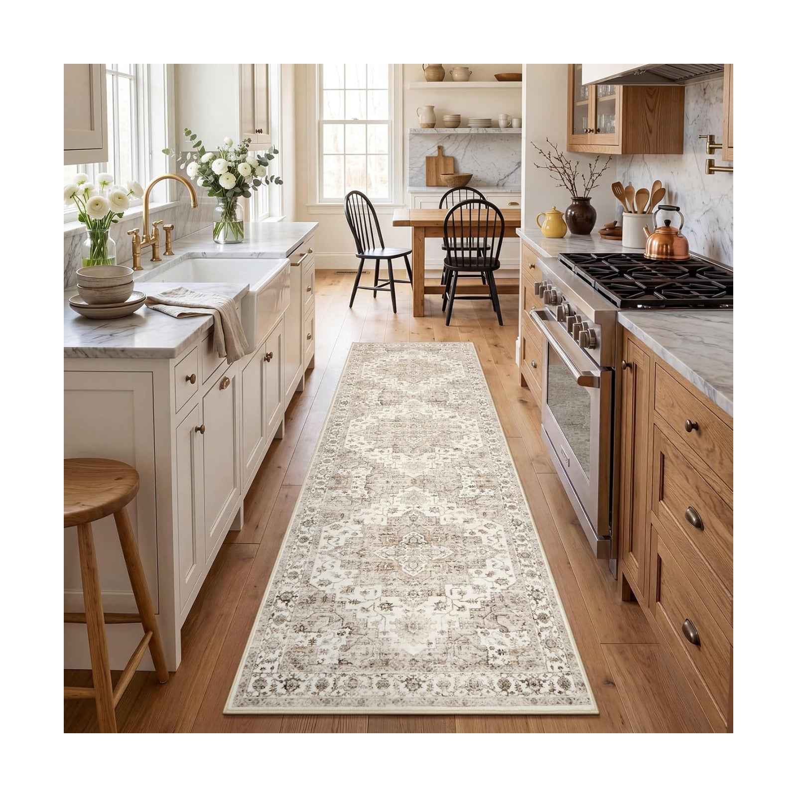 Garvee 2x6 Washable Runner Rug Non Slip Vintage Boho Brown Hallway Runner