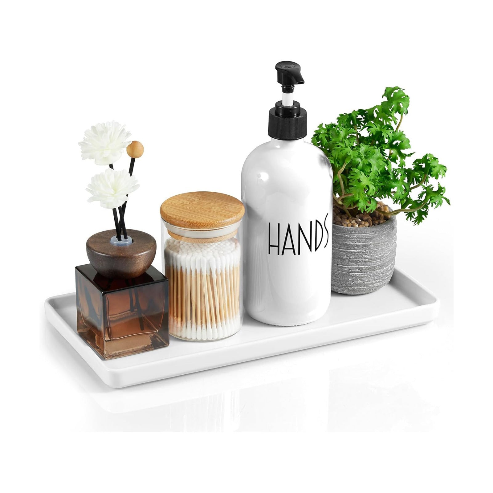 Ceramic Bathroom Vanity Tray for Counter / 11.7 x 6 x 1.2 / White
