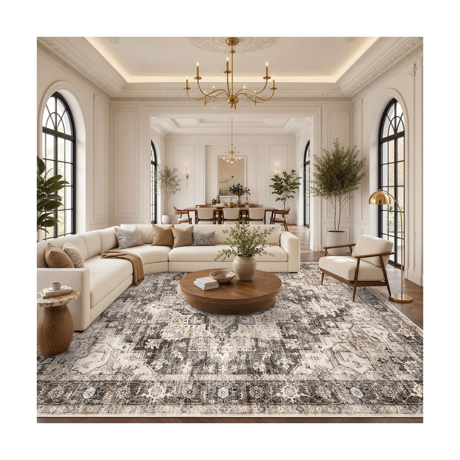 Garvee 10x13 Living Room Rug Large Vintage Boho Brown Washable Area Rug