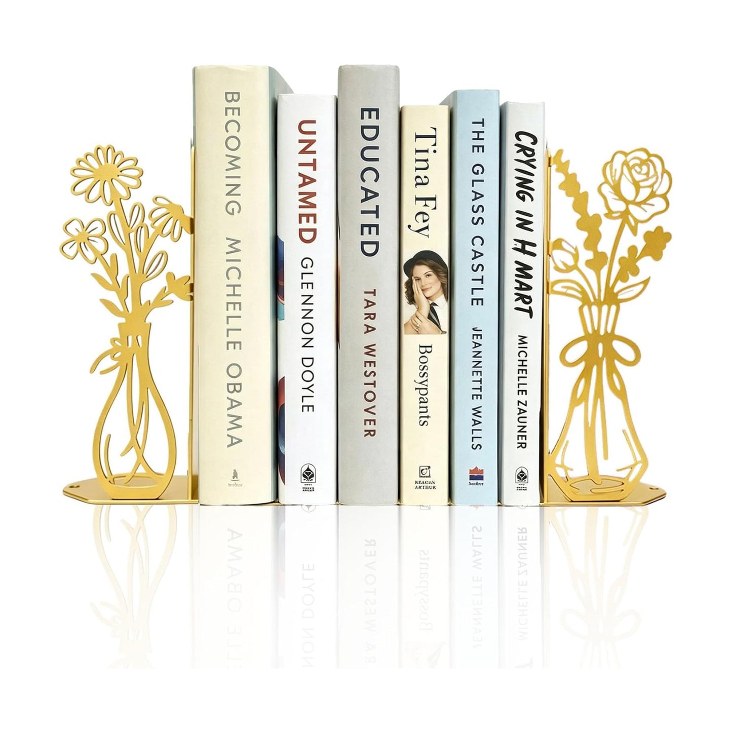 Flower Gold Bookends Metal Book Ends / Gold Flower