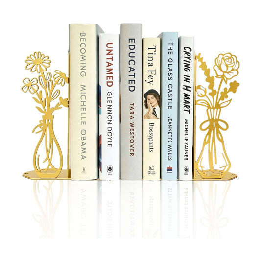 Flower Gold Bookends Metal Book Ends / Gold Flower