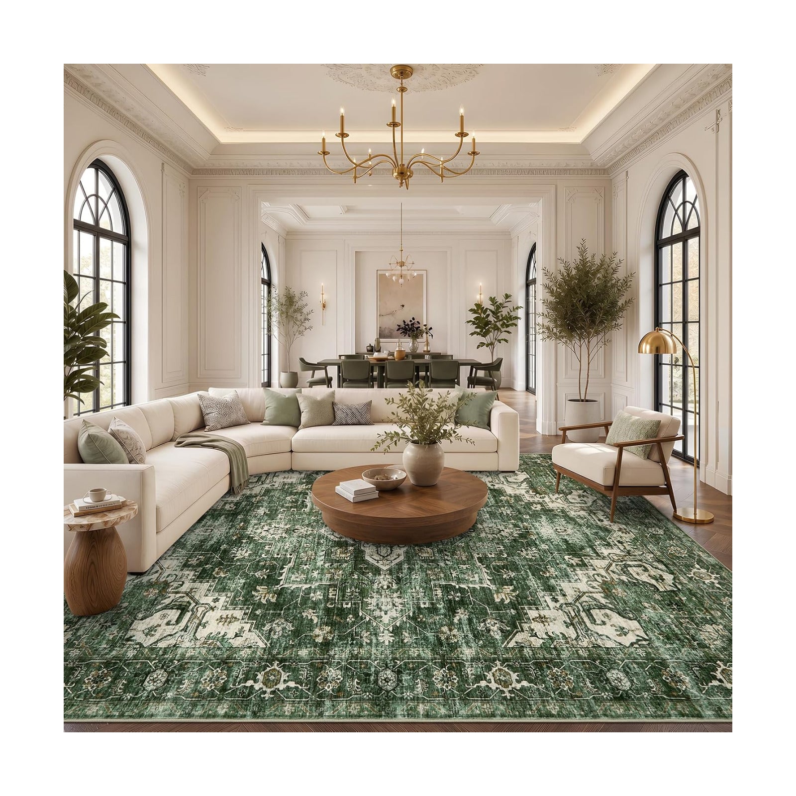 Garvee 10x13 Living Room Rug Large Vintage Boho Green Washable Area Rug