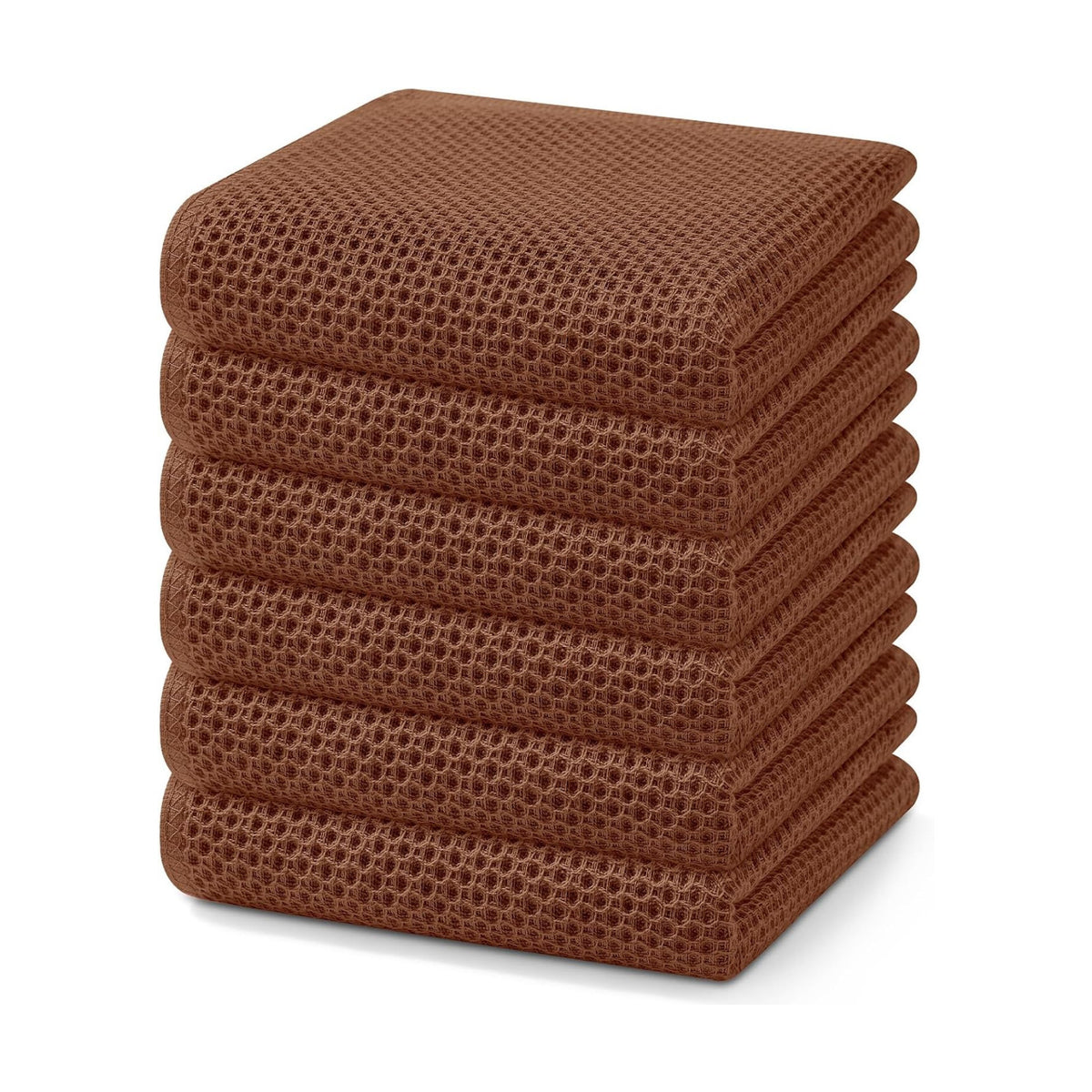 Homaxy 100% Cotton Waffle Weave Kitchen Dish Towels 6-Pack, Caramel | 13 x 28 Inches, Ultra Soft Absorbent Dish Towels