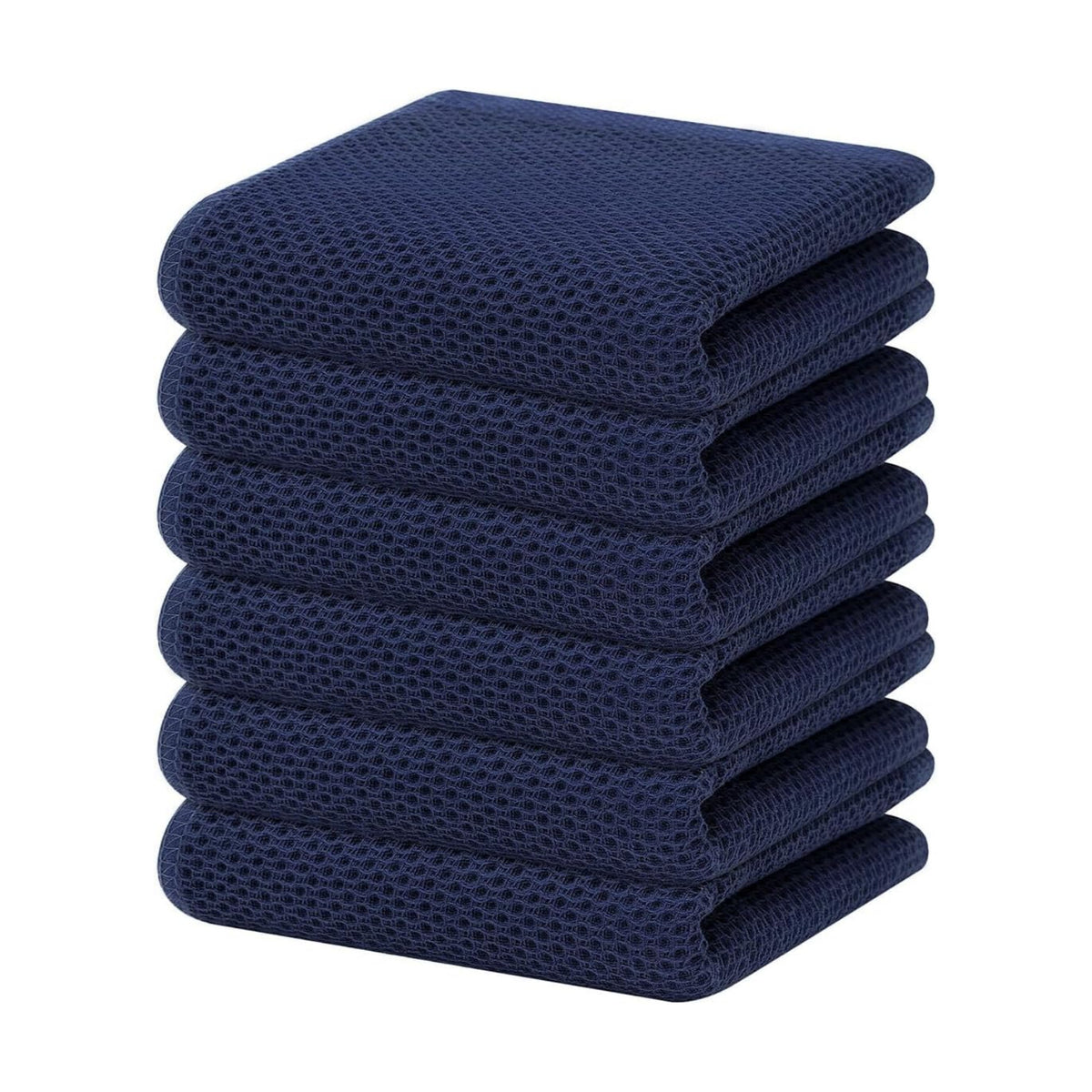 Homaxy 100% Cotton Waffle Weave Kitchen Dish Towels 6-Pack, Dark Navy | 13 x 28 Inches, Ultra Soft Absorbent Dish