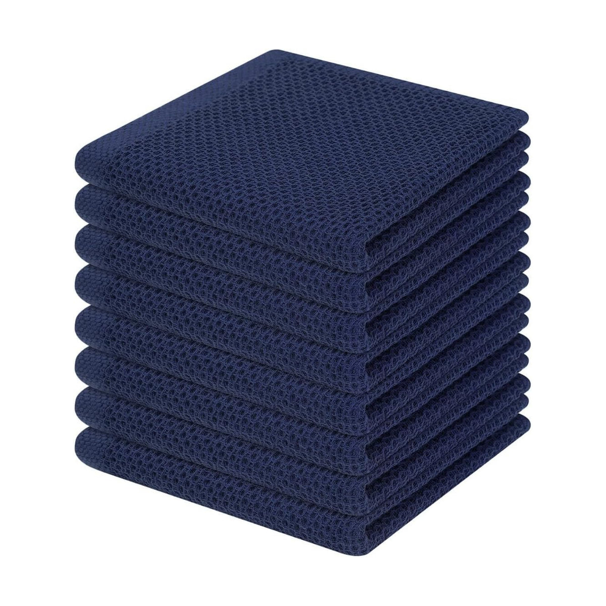 Homaxy 100% Cotton Waffle Weave Kitchen Dish Cloths 8-Pack, Dark Navy | 12 x 12 Inches, Ultra Soft Absorbent Dish