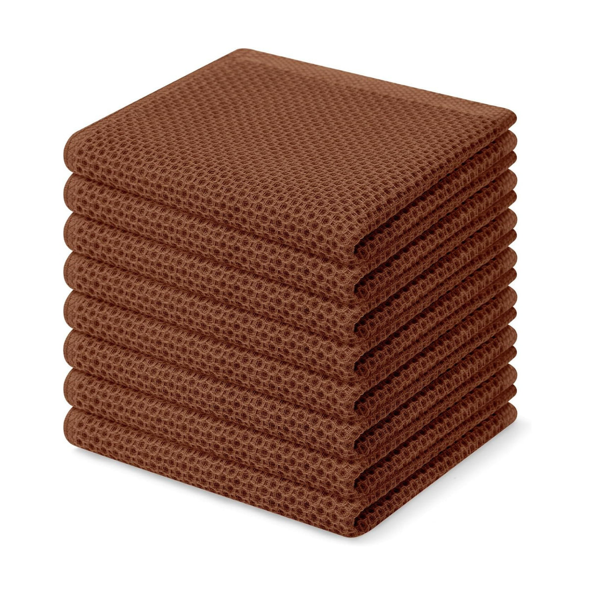 Homaxy 100% Cotton Waffle Weave Kitchen Dish Cloths 8-Pack, Caramel | 12 x 12 Inches, Ultra Soft Absorbent Dish Towels