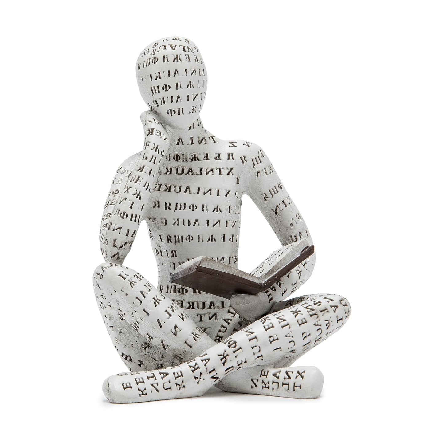 Abstract Art Pulp Reading Thinker Statue / White Single