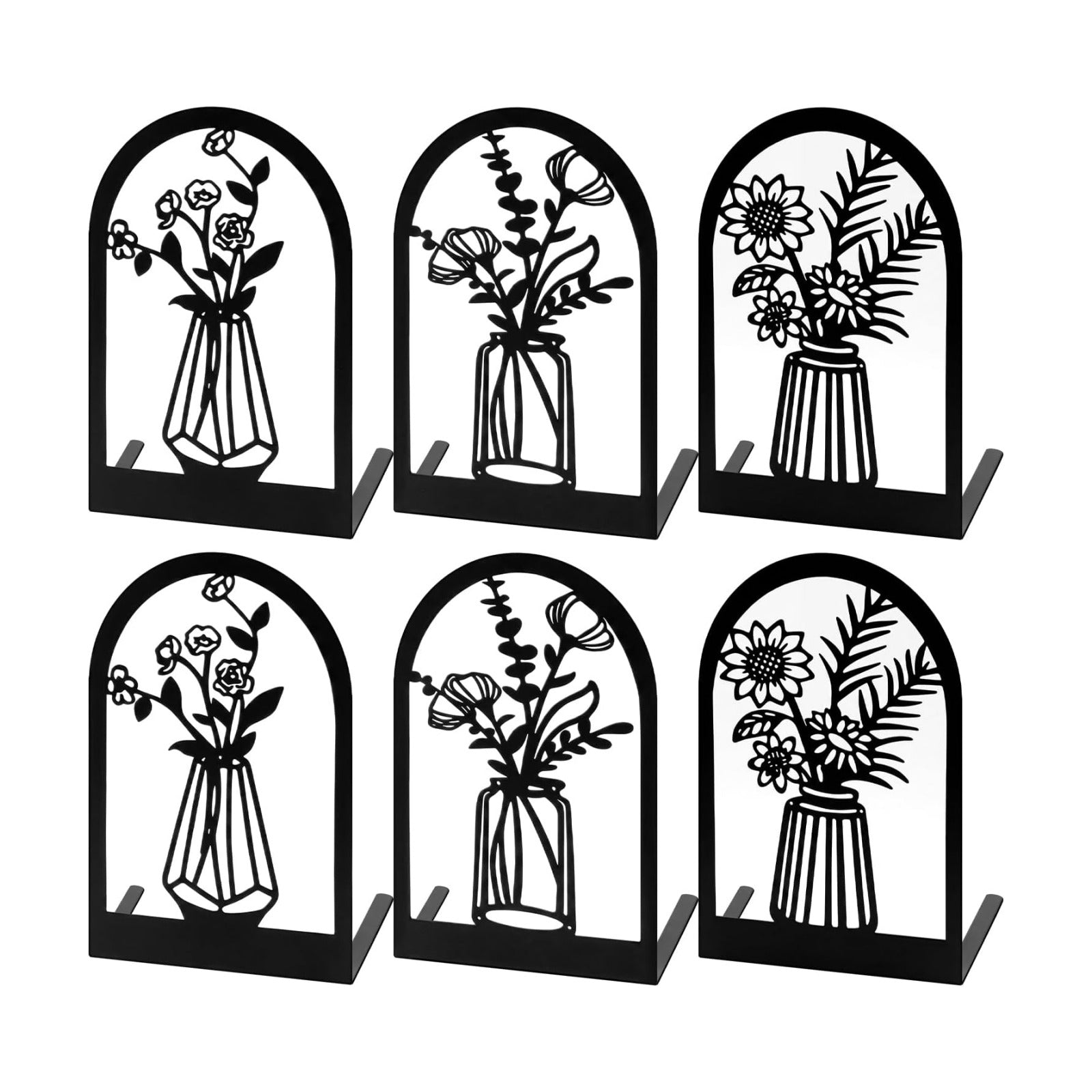 Metal Bookends / Black Modern / Set of 6