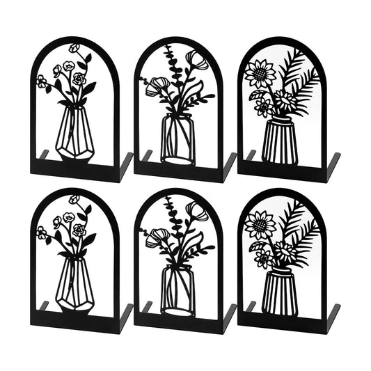 Metal Bookends / Black Modern / Set of 6