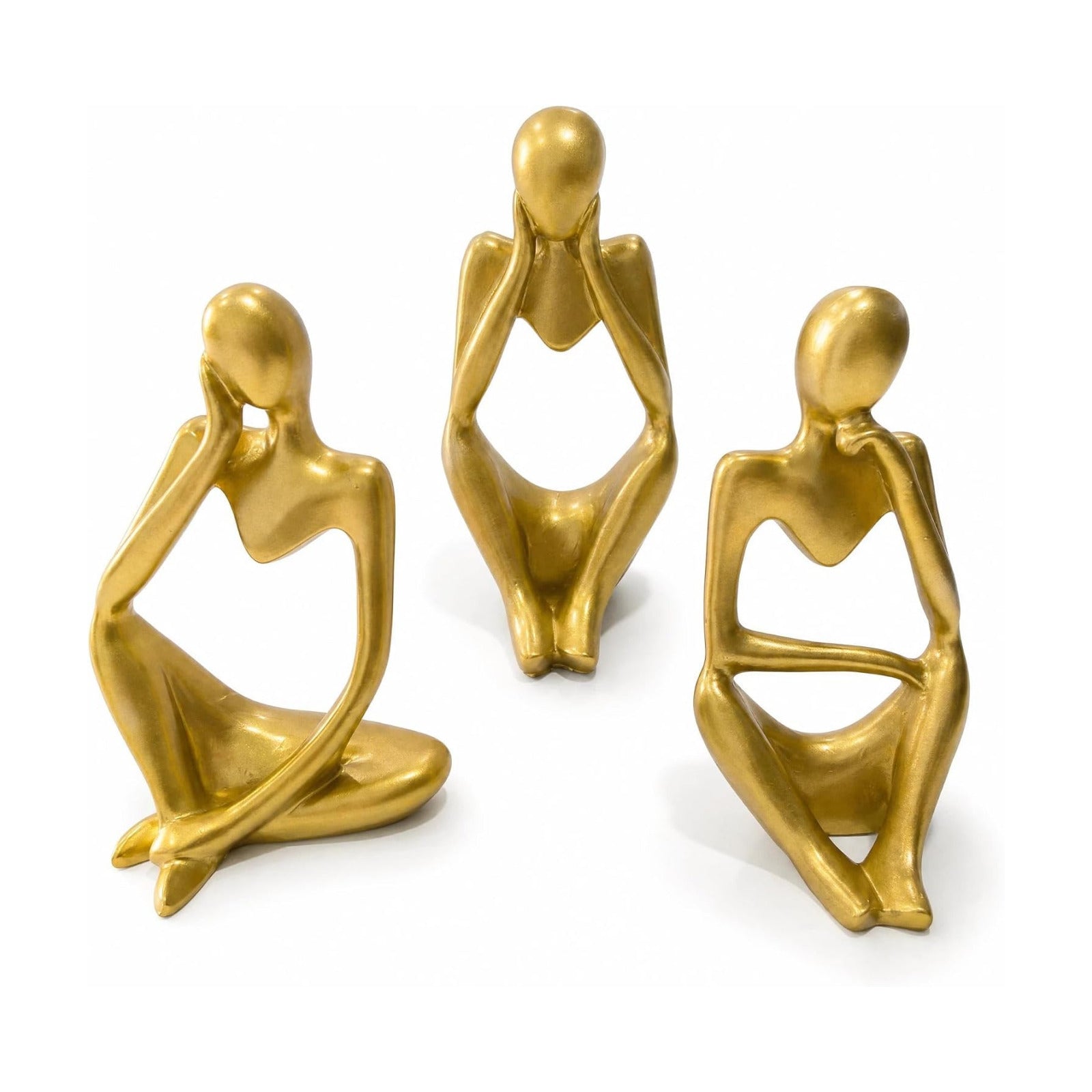 Thinker Statue / Abstract Resin Figurines / Gold / Set of 3
