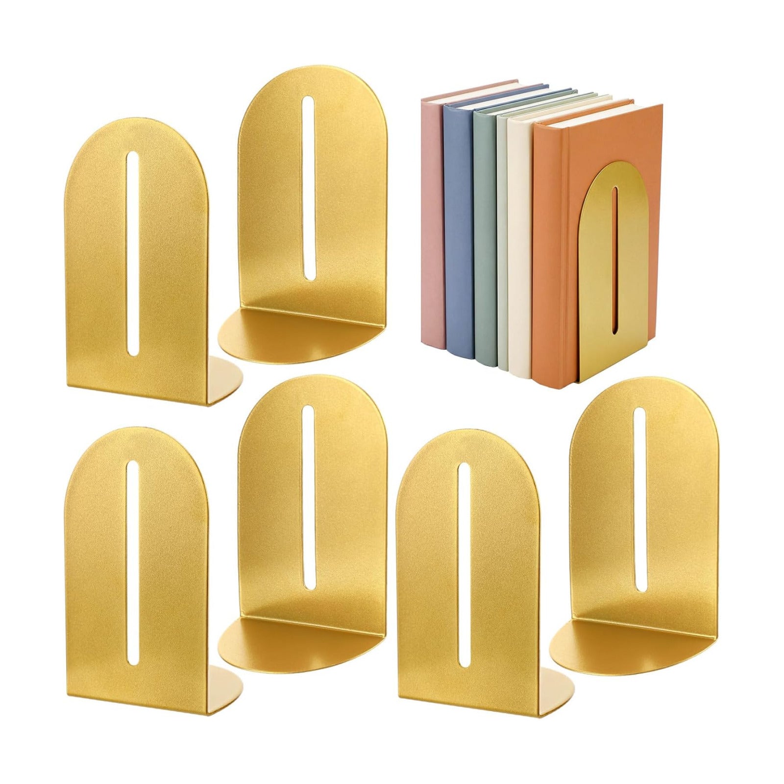 Metal Bookends / Gold Vintage / Set of 6