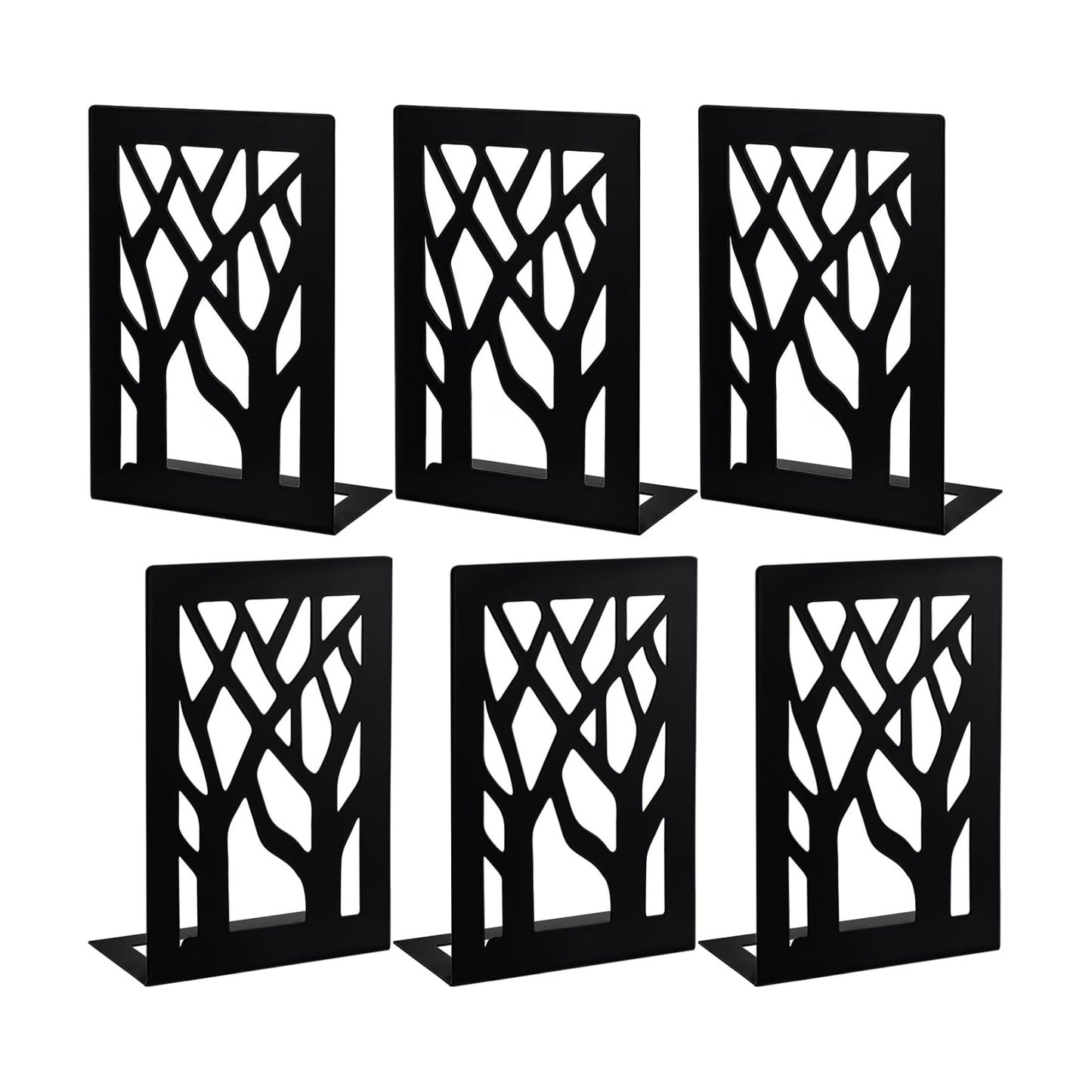 Metal Bookends / Black Trees / Set of 6
