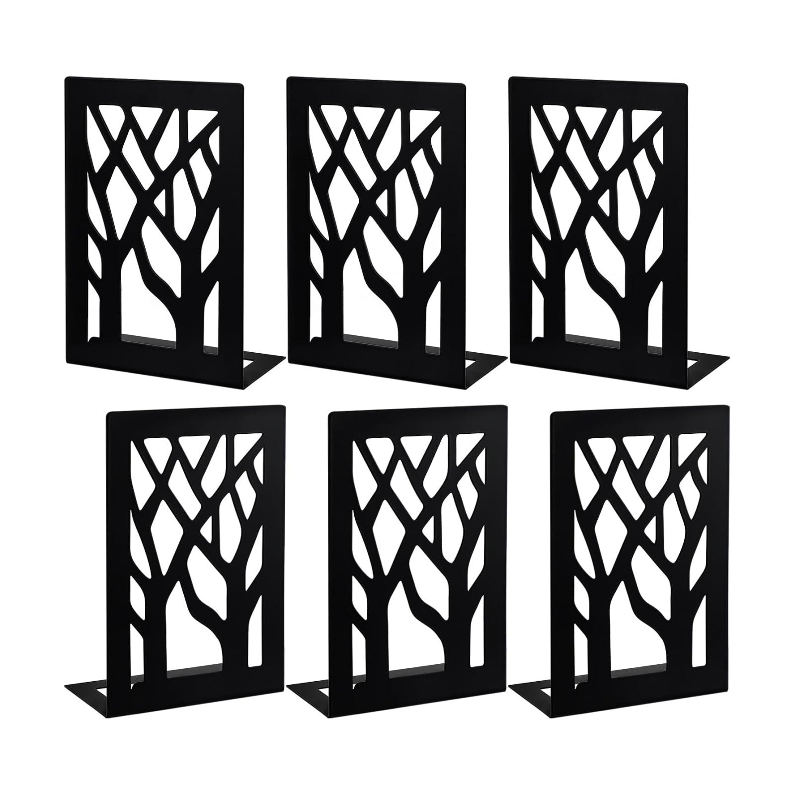Metal Bookends / Black Trees / Set of 6