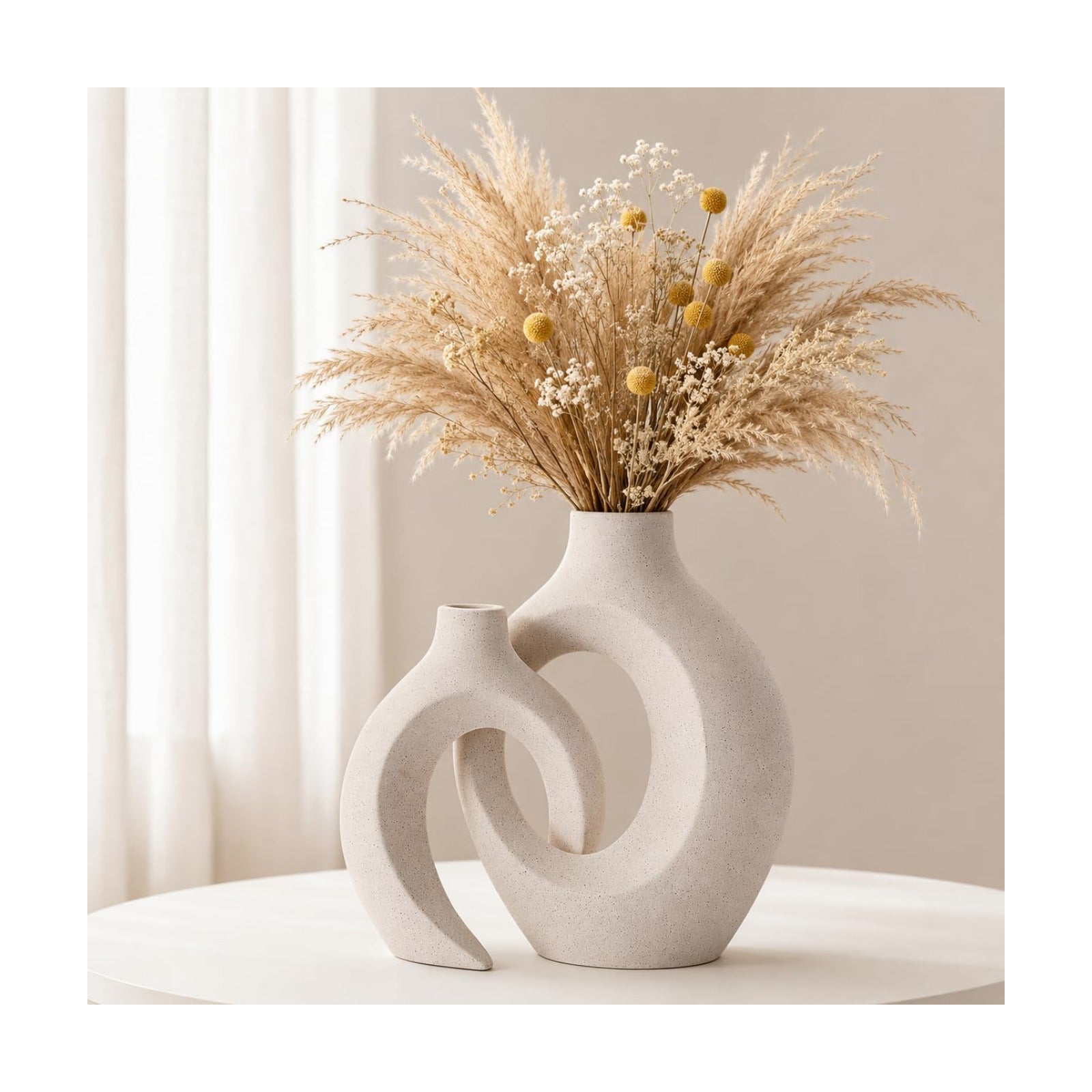 Ceramic Donut Vase / Beige / Set of 2