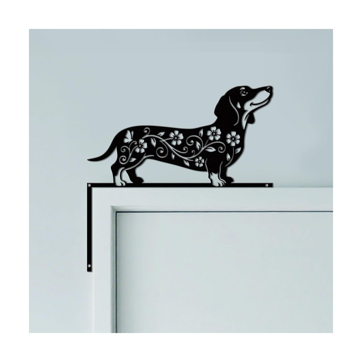 CUTHOLLOW Dachshund & Flowers Door Topper Sign Metal Wall Art Decor