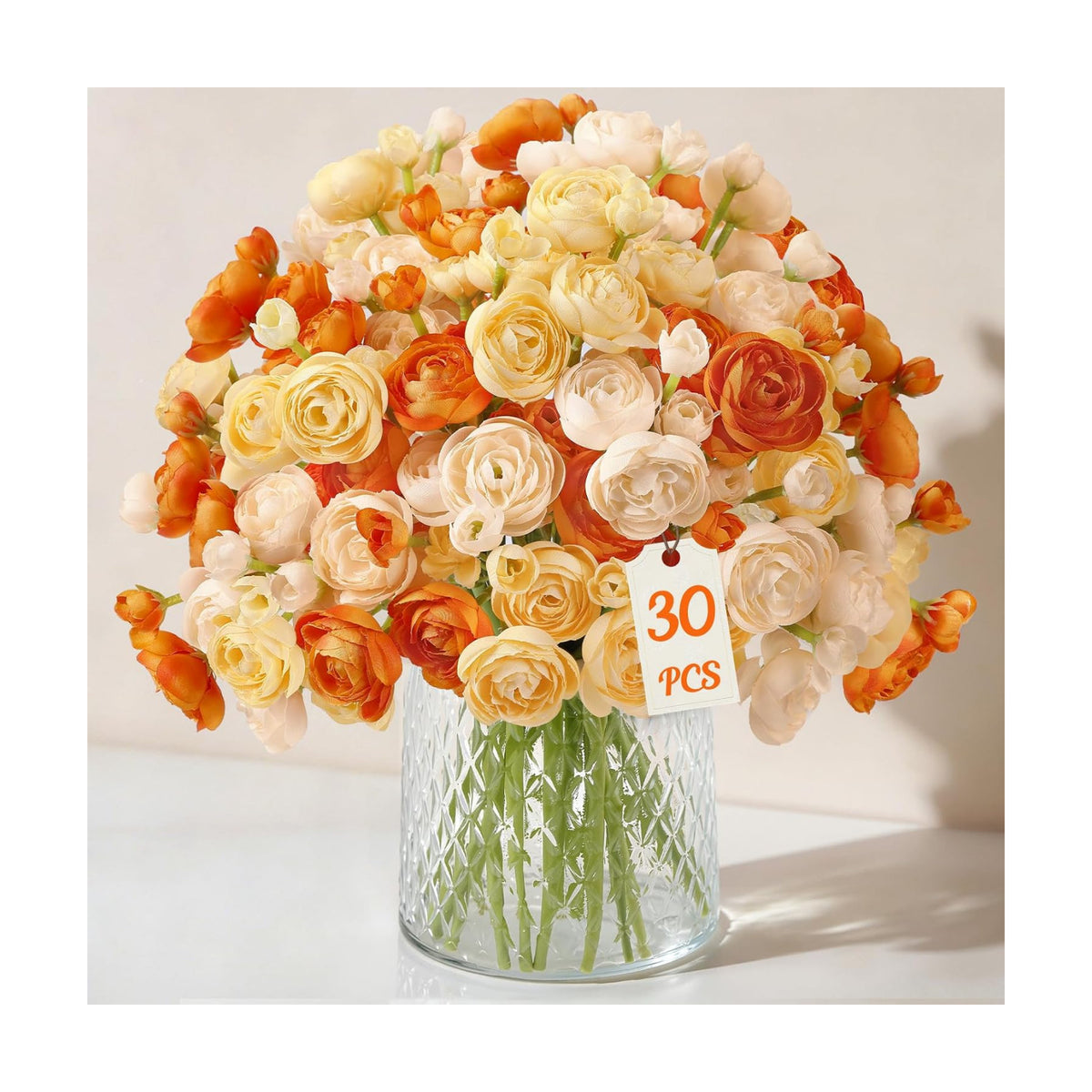 Alupssuc 30Pcs Ranunculus Artificial Flowers Fall Faux Silk Mini Ranunculus