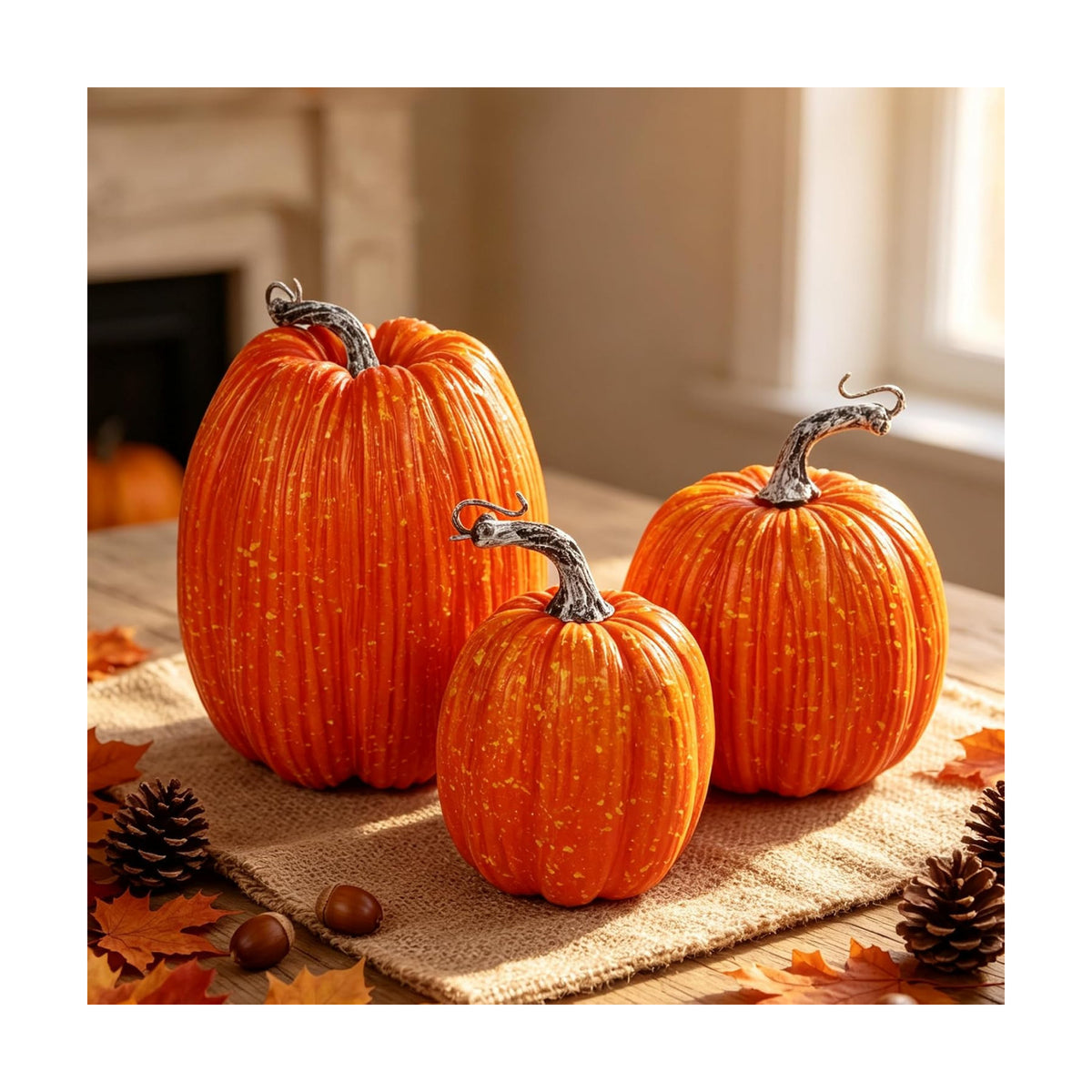 winemana Artificial Pumpkins Fall Decor Orange Foam Pumpkin, 3 Pack