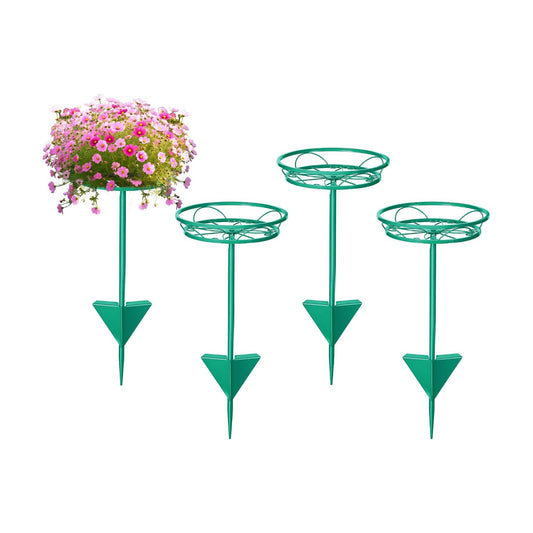 Tellingyou 4 Pack Adjustable Outdoor Flower Pot Stand, Plant Stands(Green) | Metal, Spring Summer Versatile Plant
