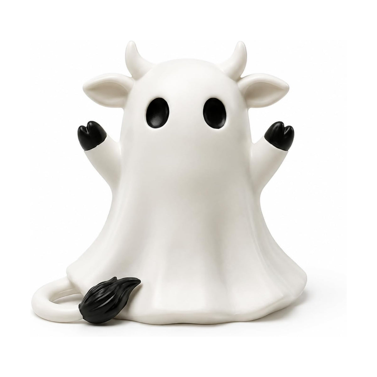RattanView Halloween Ghost Highland Cow Figurine Mini Resin Decoration Gift
