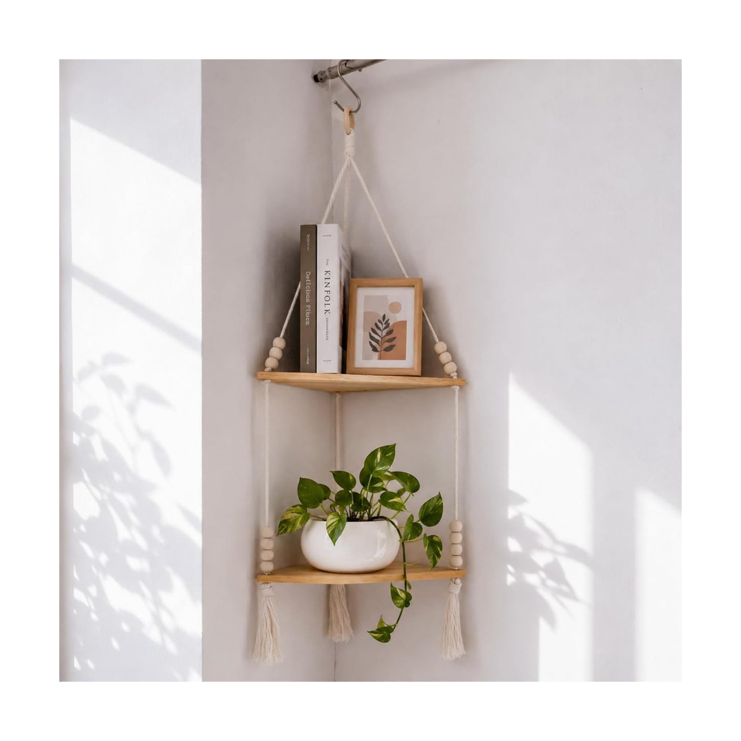 Adjustable Boho Stable Shelves Display / Beige 2-tier