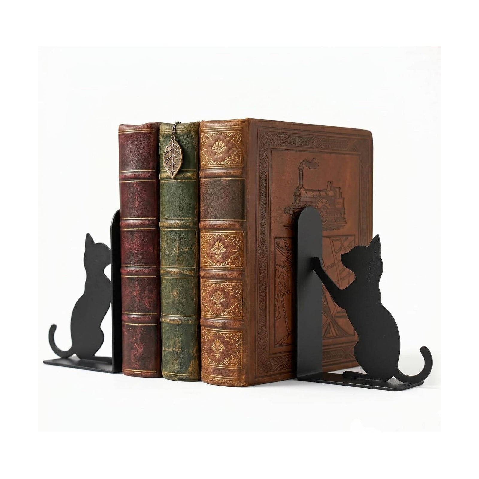 Metal Cat Shaped Bookends Pair / Cat Style 2 / Black