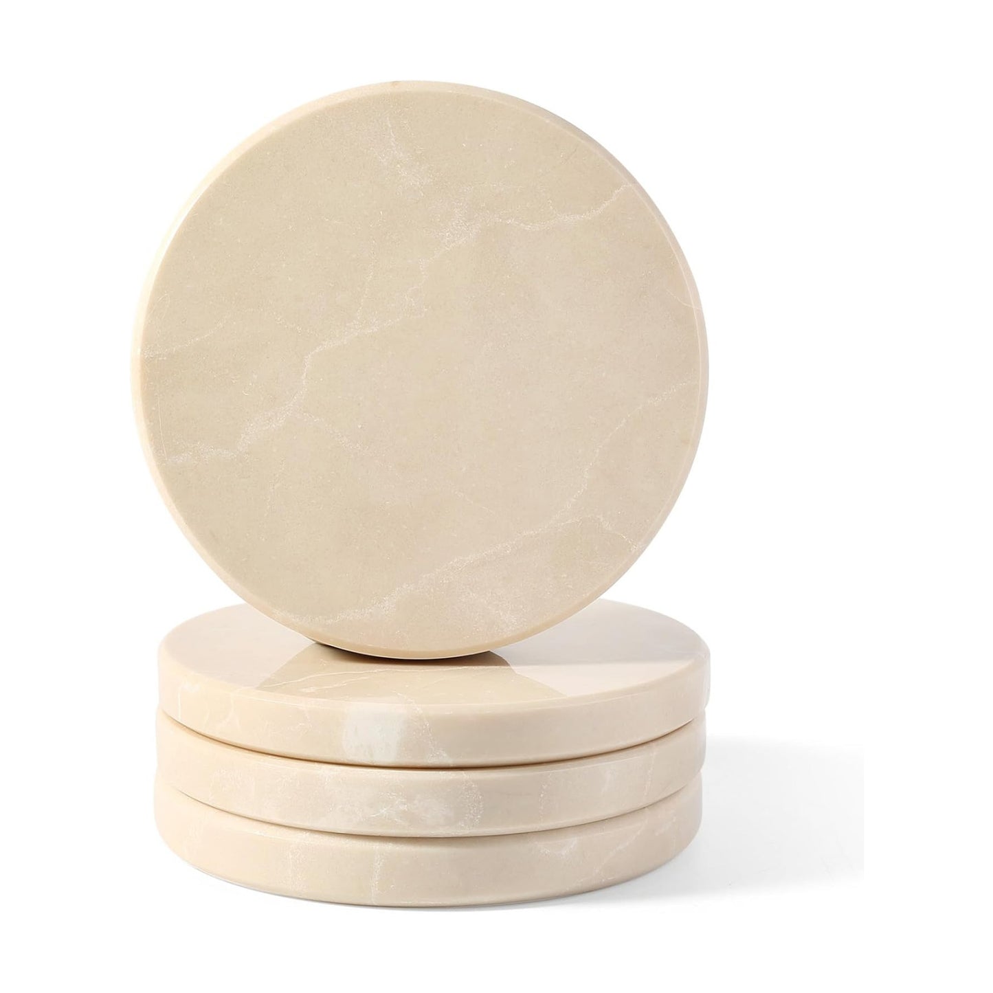 4" Stone Coaster for Drinks Coffee / Beige / Set of 4