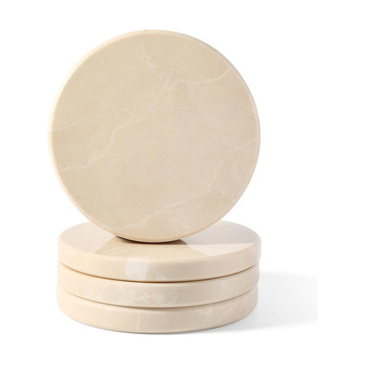 4" Stone Coaster for Drinks Coffee / Beige / Set of 4