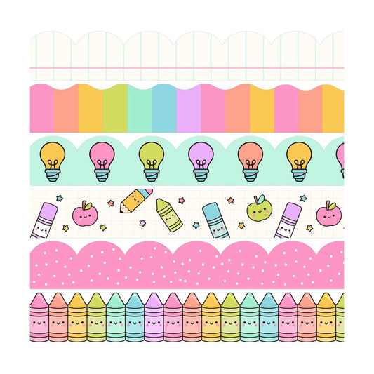 Back to School Bulletin Board Borders Notebook Adhesive Classroom Trim Pastel / Bright / 90 ft