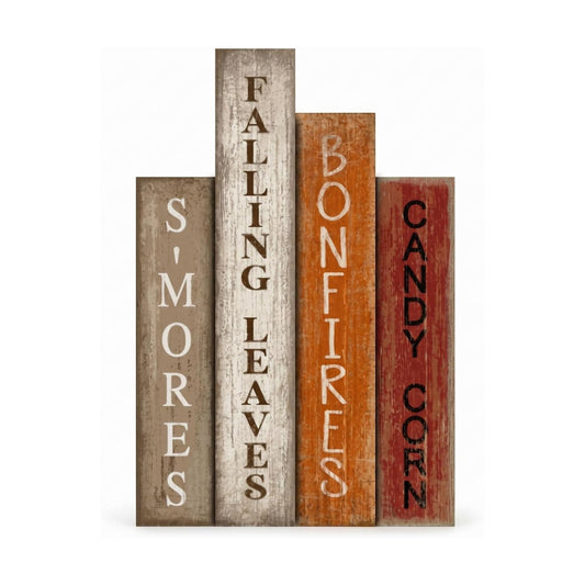 Fall Table Decoration Wooden Book Thanksgiving Tiered Tray Decor / Maple Leaves / Set of 4