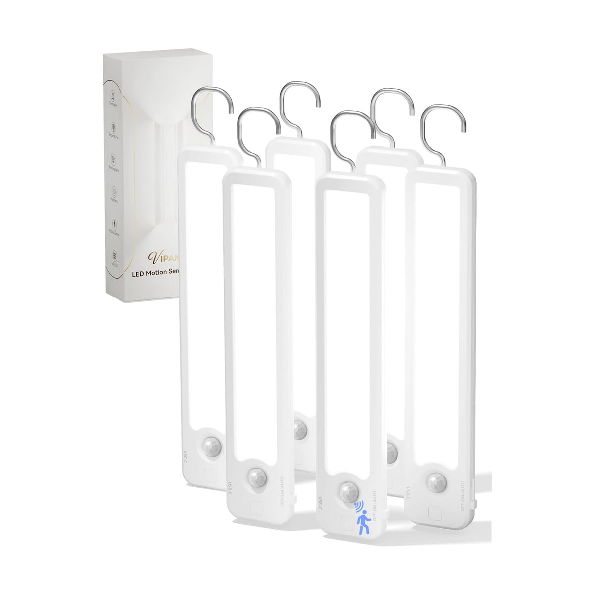 6 Pack Under Cabinet Lighting Wireless, 48 LED Rechargeable Motion Sensor Light Indoor, 3 Color Temps & Dimmable