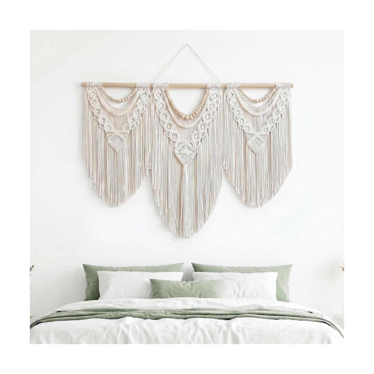 Large Macrame Wall Hanging / Beige-a / 43 x 32