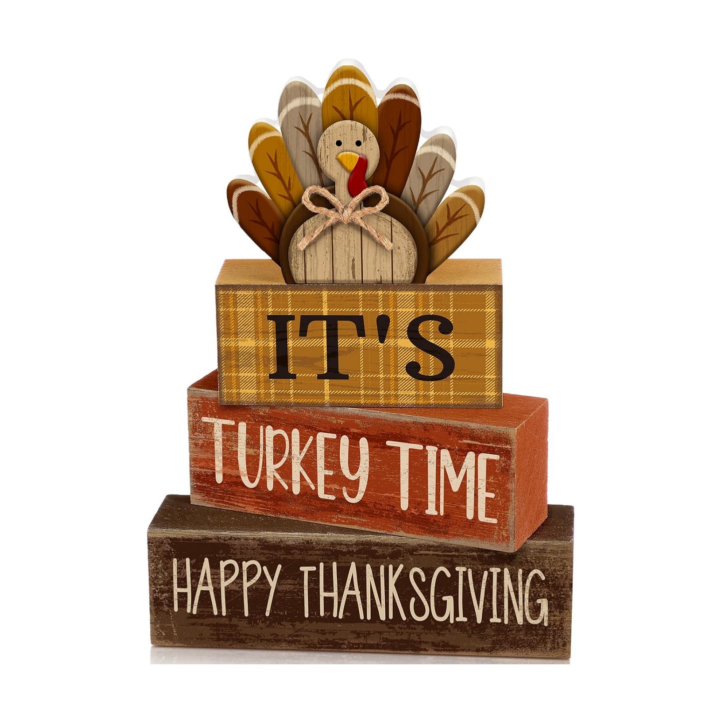 Moucuny 4 Pcs Thanksgiving Table Decorations Wooden Turkey Tiered Tray