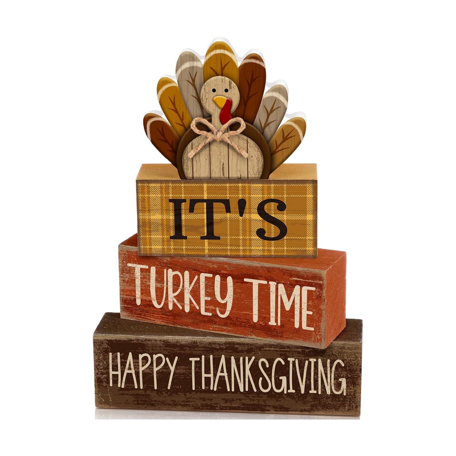 Moucuny 4 Pcs Thanksgiving Table Decorations Wooden Turkey Tiered Tray