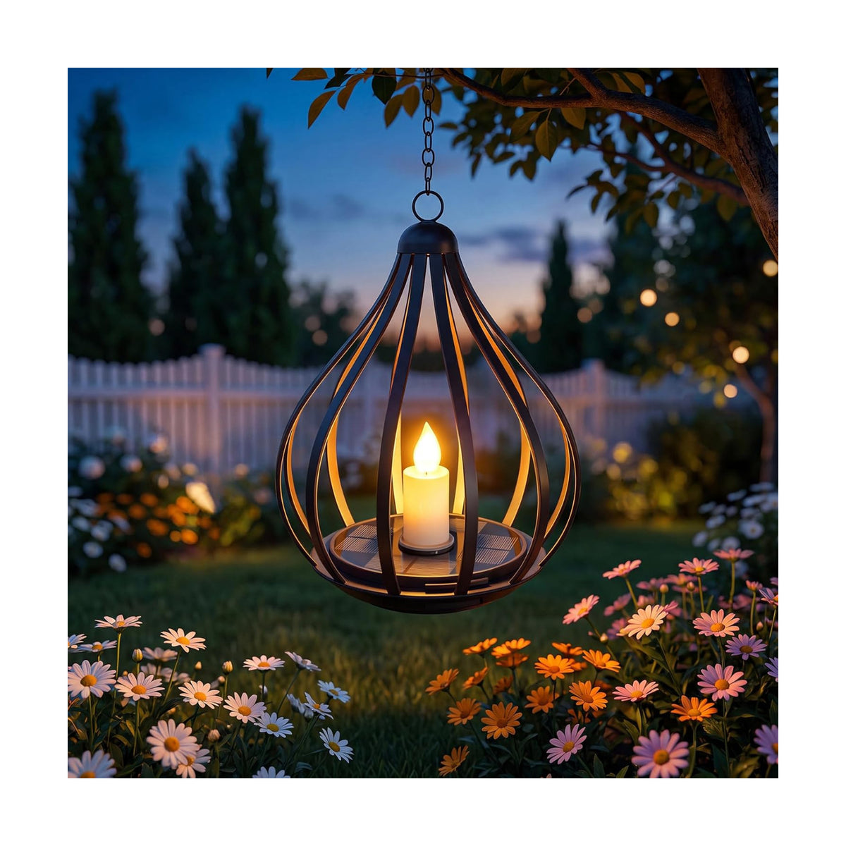 Solar Lanterns Outdoor Waterproof Hanging Solar Lights Outdoor Decor 1 Pack | Outdoor Solar Lanterns with Flickering