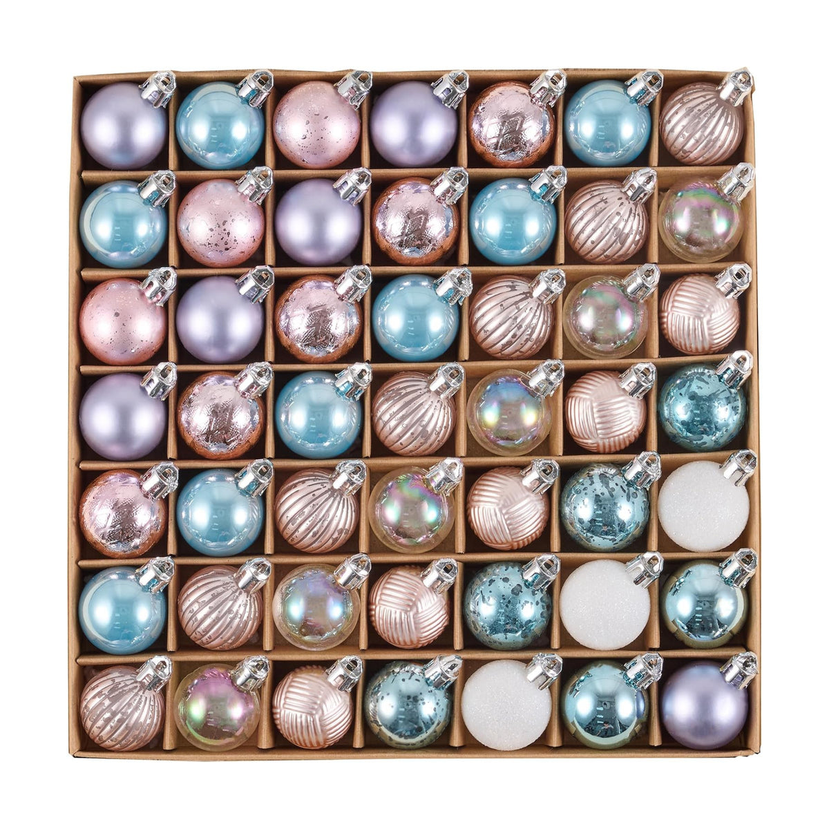 DecorbyHannah 49ct Pink Blue Mini Christmas Ornaments Set Tree Decoration