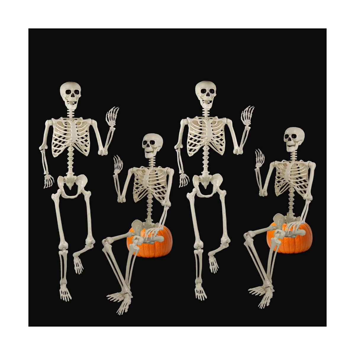Znorso 4 Pack 24” Halloween Skeleton Decorations, 2FT Posable Full Body Hanging Skeleton with Movable Joints for Halloween Skeletons Decor Yard Patio Lawn Garden Skeleton Props (4, 24 in)